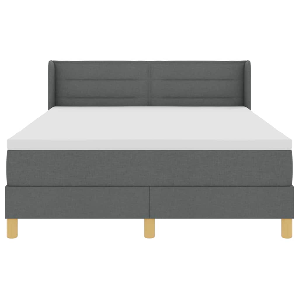 vidaXL Κρεβάτι με ελατήρια Σκούρο Γκρι 190 x 140 εκατοστά ύφασμα