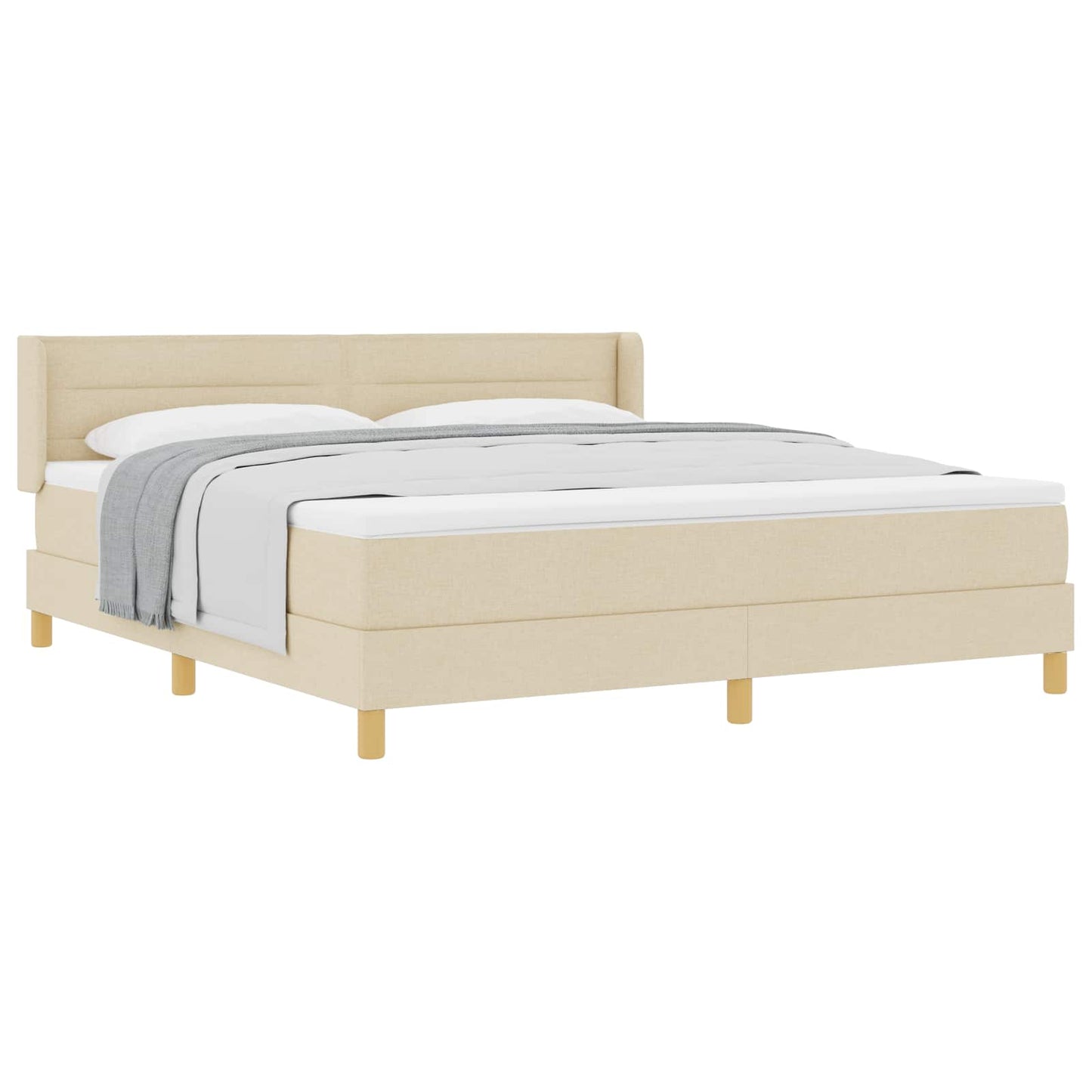 vidaXL Κρεβάτι με ελατήρια με στρώμα Κρεμ 200 x 180 cm ύφασμα
