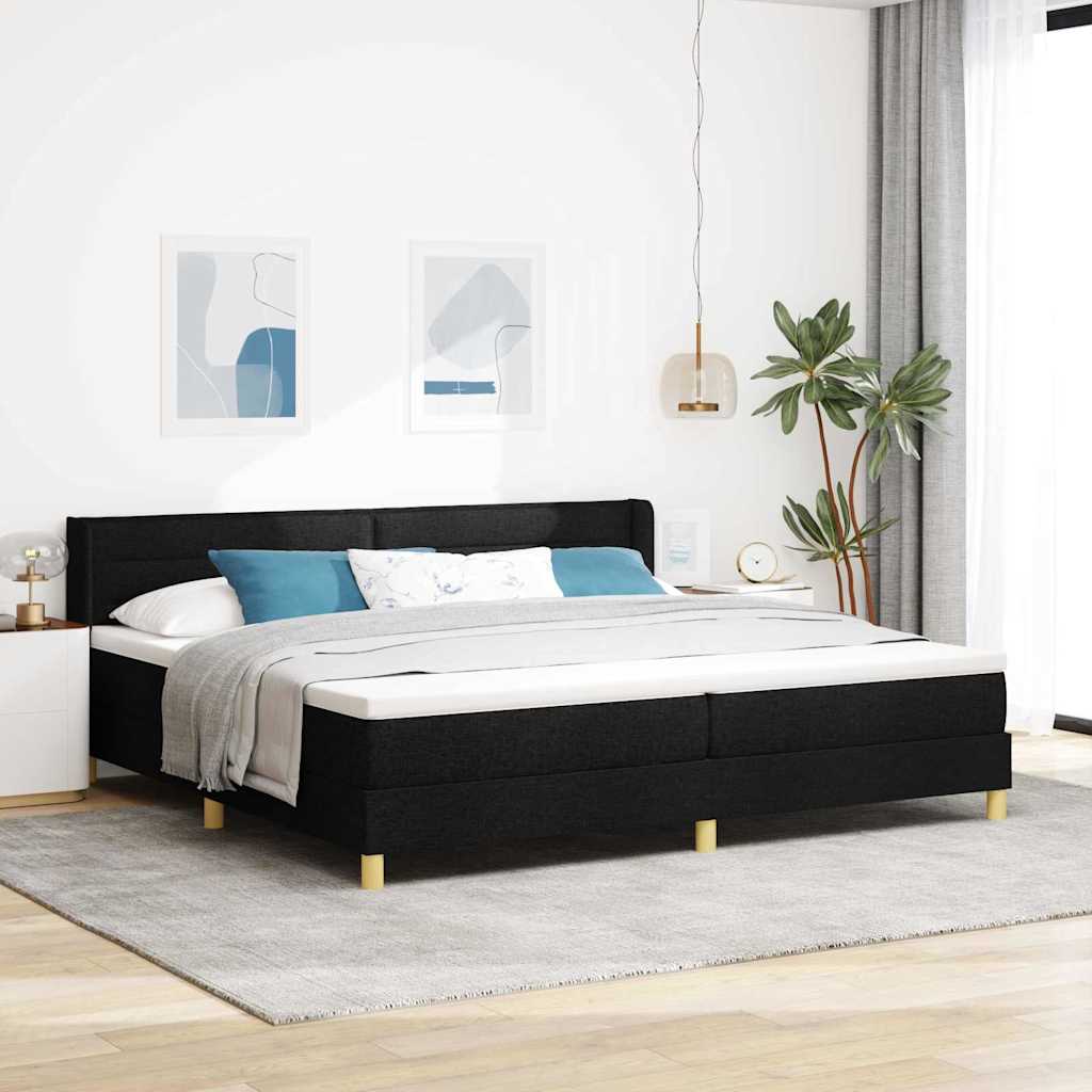 vidaXL Κρεβάτι με ελατήρια με στρώμα Μαύρο 200 x 200 cm ύφασμα