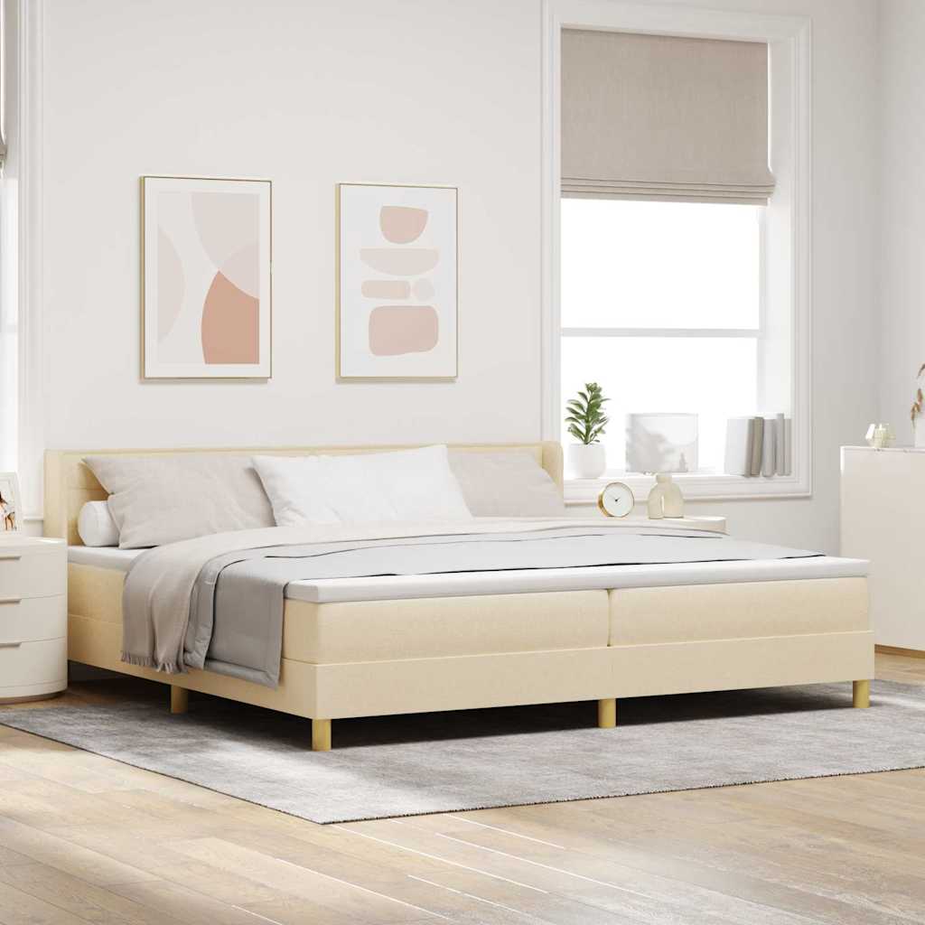 vidaXL Κρεβάτι με ελατήρια με στρώμα Κρεμ 200 x 200 cm ύφασμα