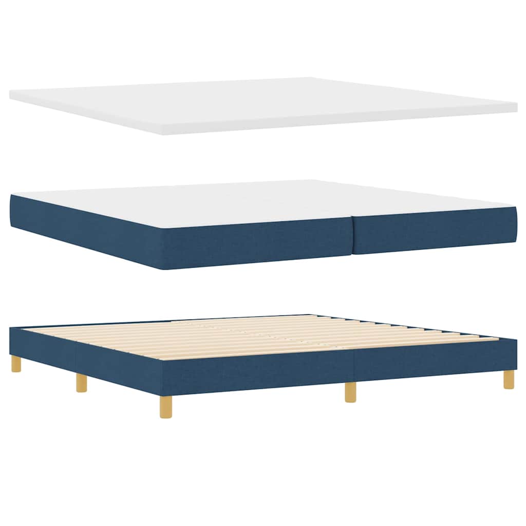 vidaXL Κρεβάτι με ελατήρια με στρώμα Μπλε 200 x 200 cm ύφασμα
