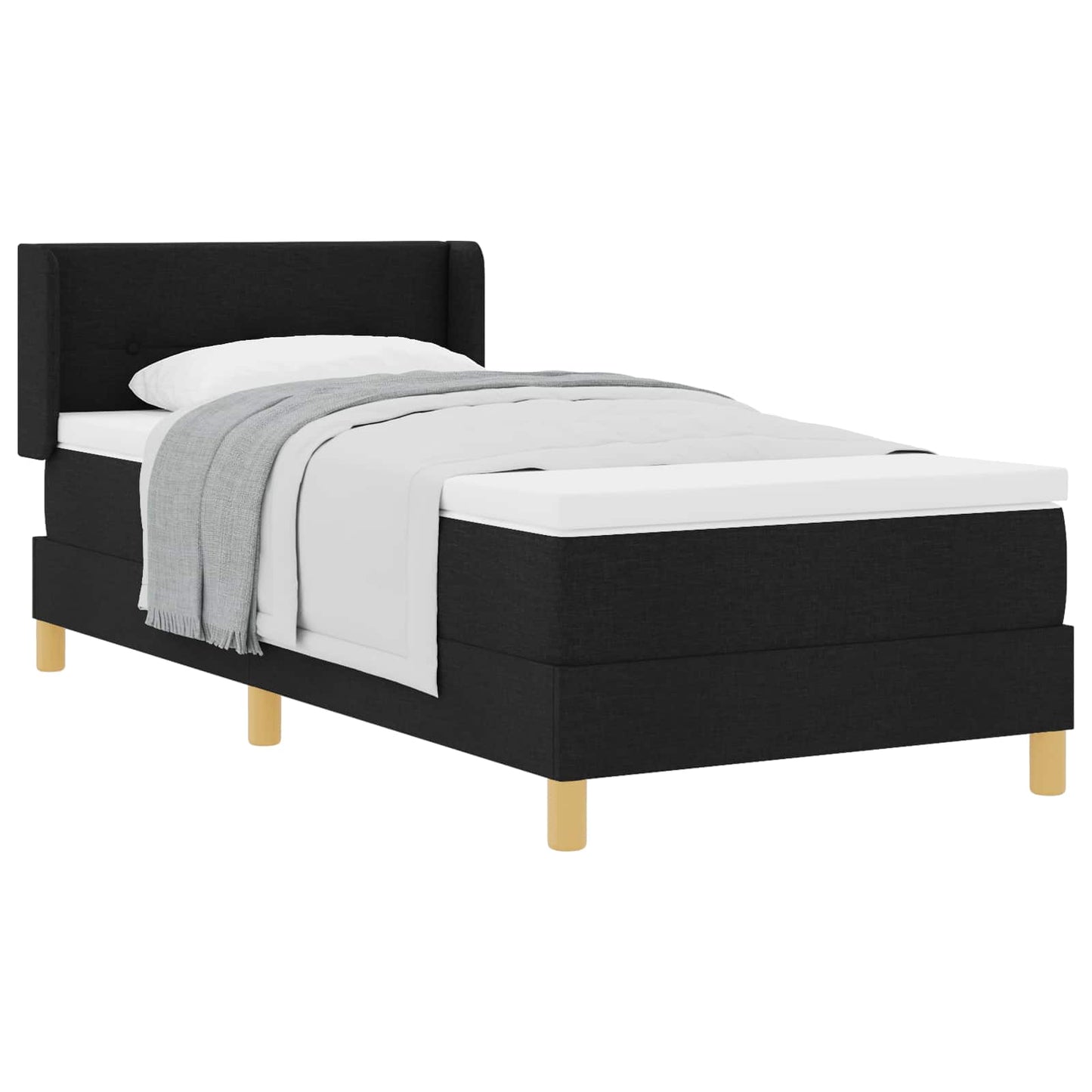 vidaXL Κρεβάτι με ελατήρια Μαύρο και Λευκό 90 x 200 cm ύφασμα