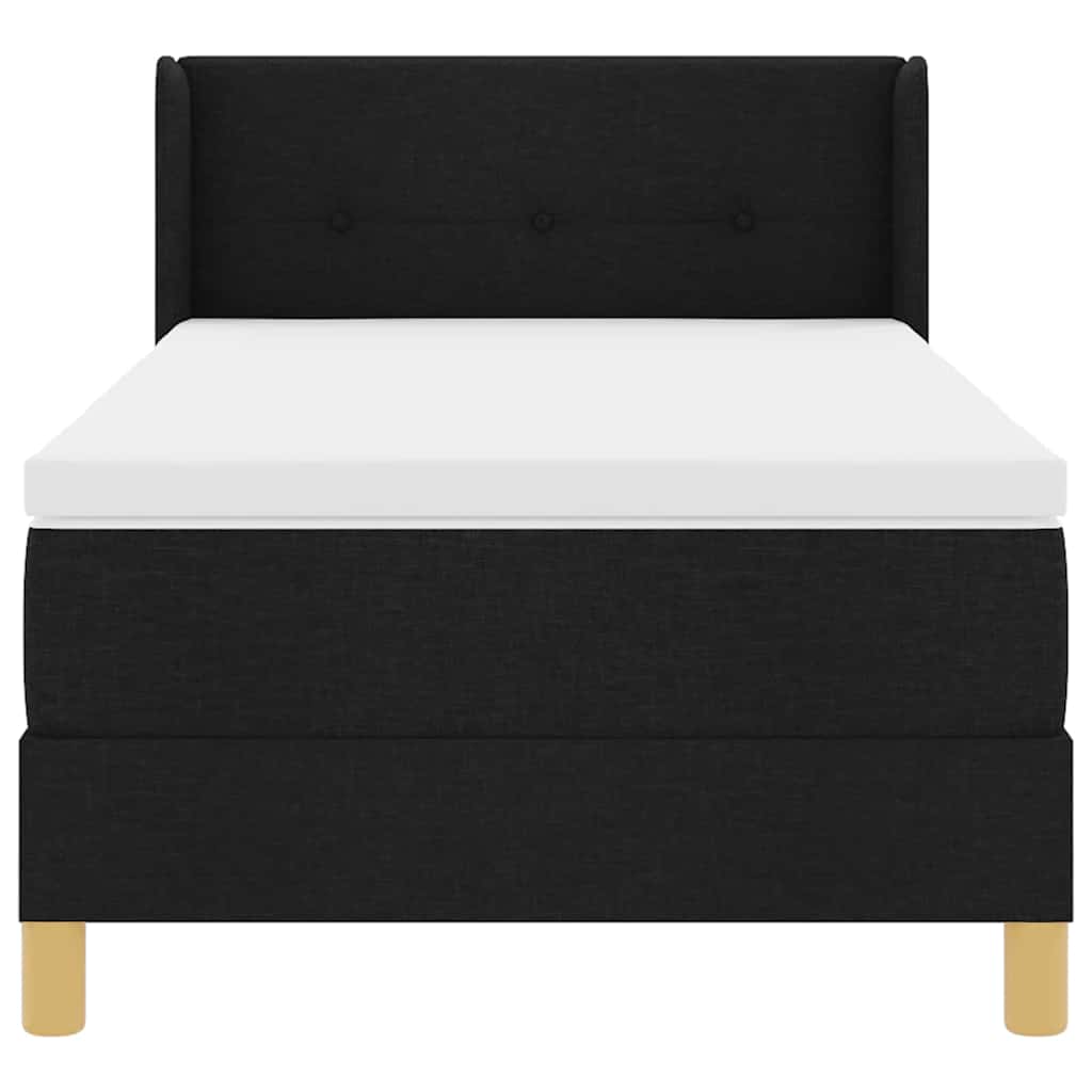 vidaXL Κρεβάτι με ελατήρια Μαύρο και Λευκό 90 x 200 cm ύφασμα