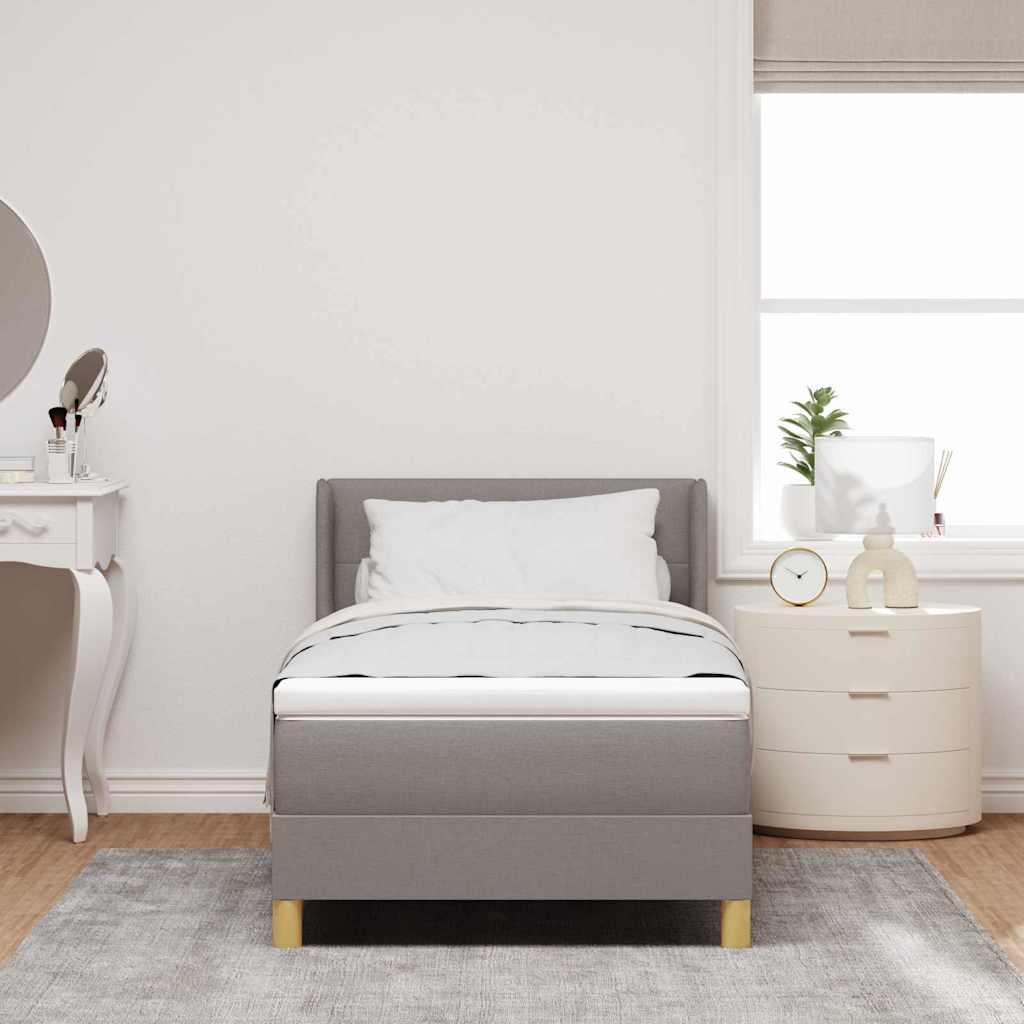 vidaXL Κρεβάτι με ελατήρια με κεφαλάρι Taupe 200 x 90 εκ. ύφασμα