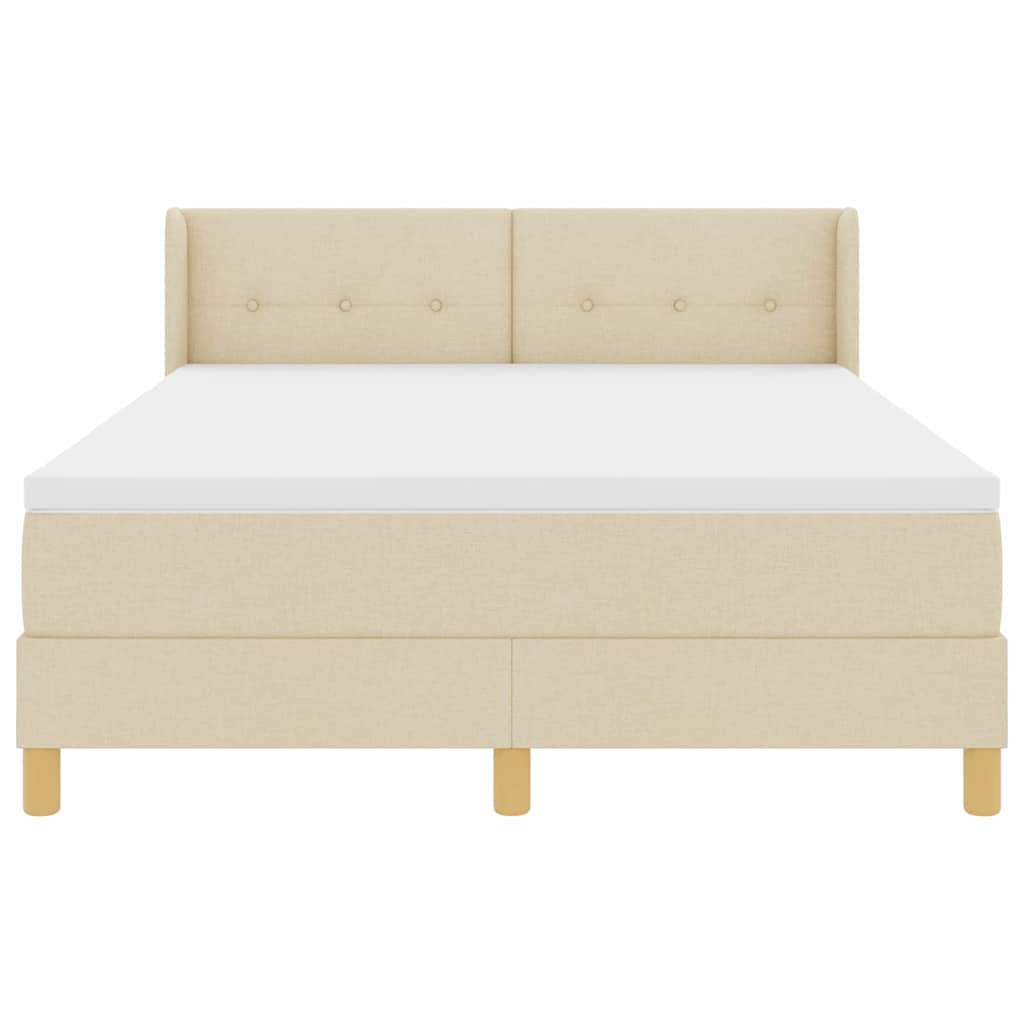 vidaXL Κρεβάτι με ελατήρια με μαξιλάρι Κρεμ 200 x 140 cm ύφασμα