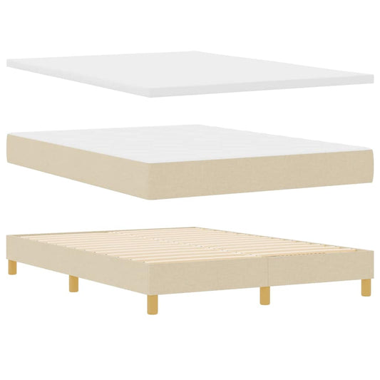 vidaXL Κρεβάτι με ελατήρια με κεφαλάρι Κρεμ 200 x 160 εκατοστά ύφασμα