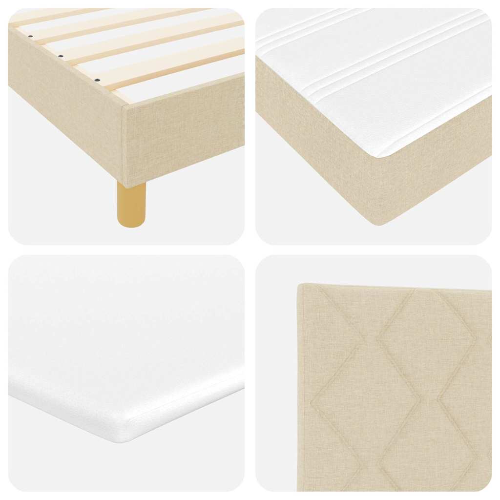 vidaXL Κρεβάτι με ελατήρια με κεφαλάρι Κρεμ 200 x 180 cm ύφασμα