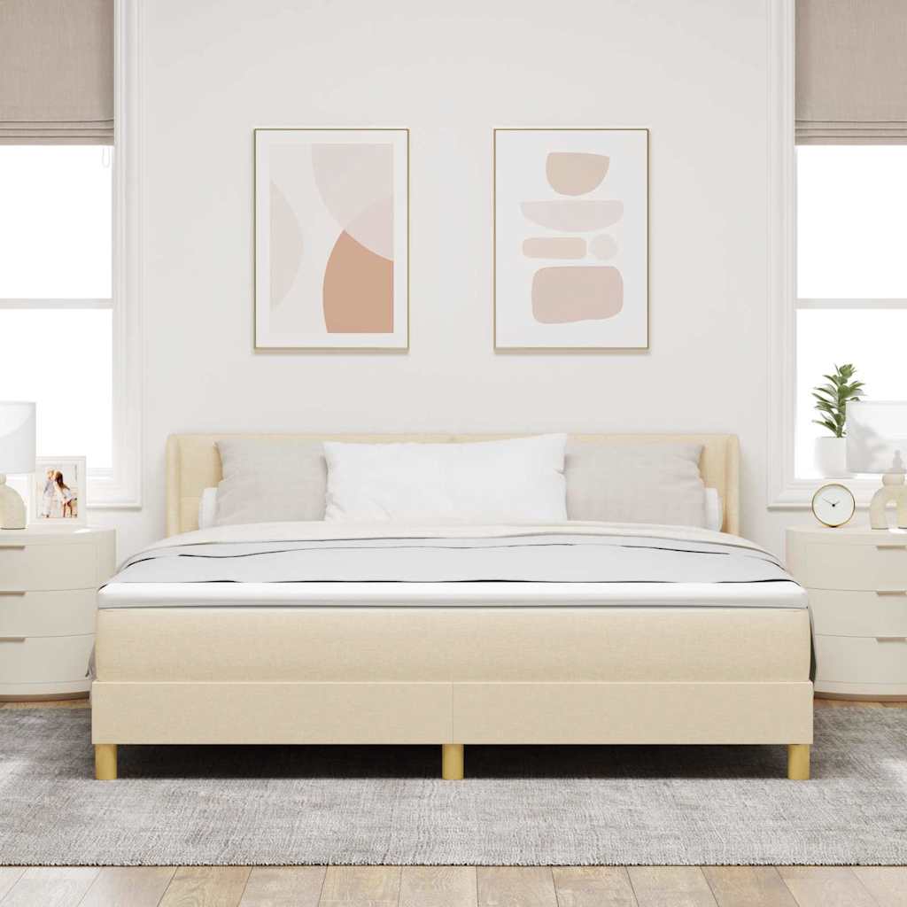 vidaXL Κρεβάτι με ελατήρια με κεφαλάρι Κρεμ 200 x 180 cm ύφασμα