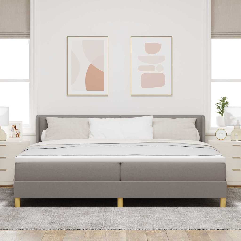 vidaXL Κρεβάτι με ελατήρια με μαξιλάρι Taupe 200 x 200 cm ύφασμα