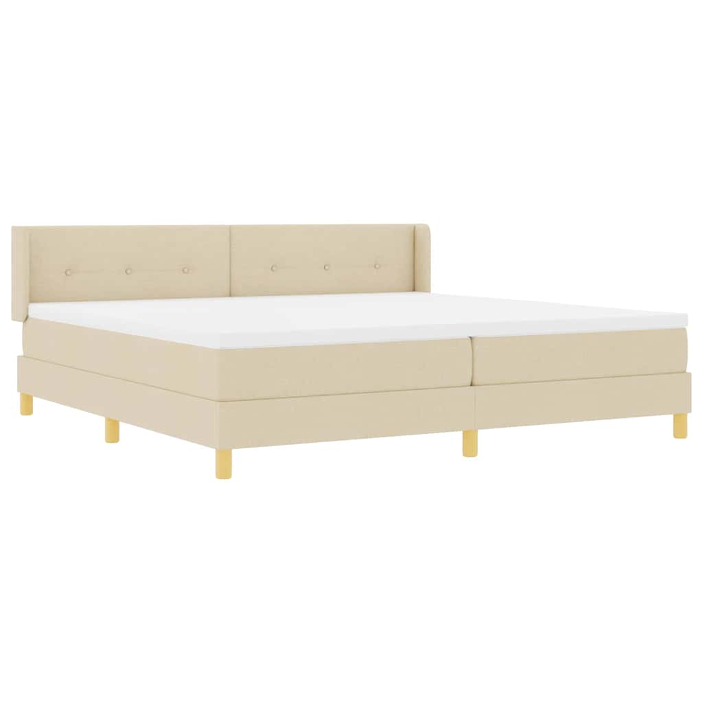vidaXL Κρεβάτι με ελατήρια με κεφαλάρι Κρεμ 200 x 200 cm ύφασμα