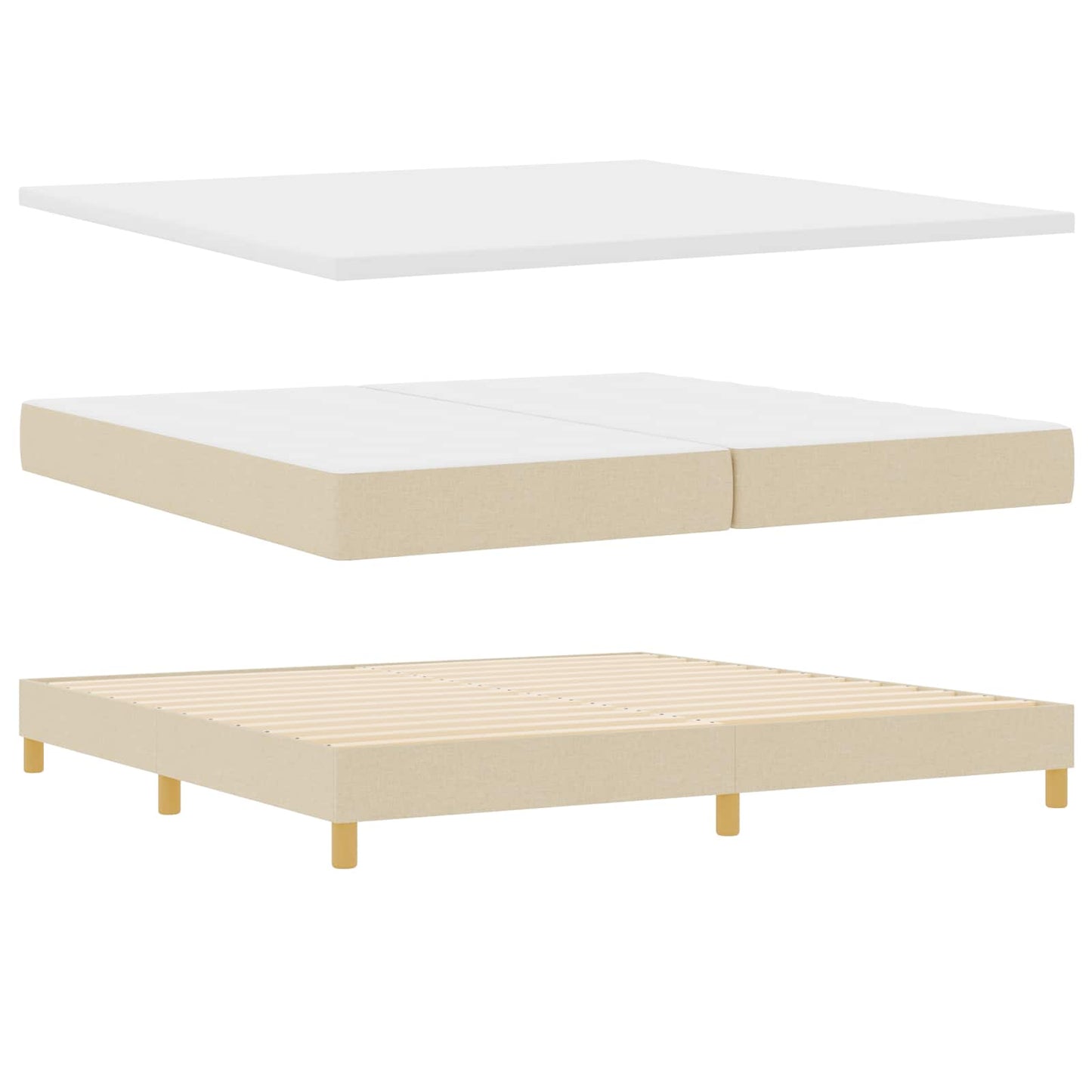 vidaXL Κρεβάτι με ελατήρια με κεφαλάρι Κρεμ 200 x 200 cm ύφασμα
