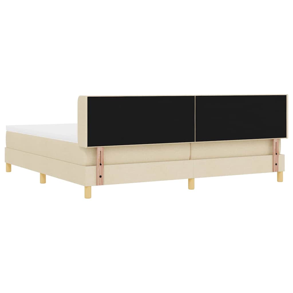 vidaXL Κρεβάτι με ελατήρια με κεφαλάρι Κρεμ 200 x 200 cm ύφασμα