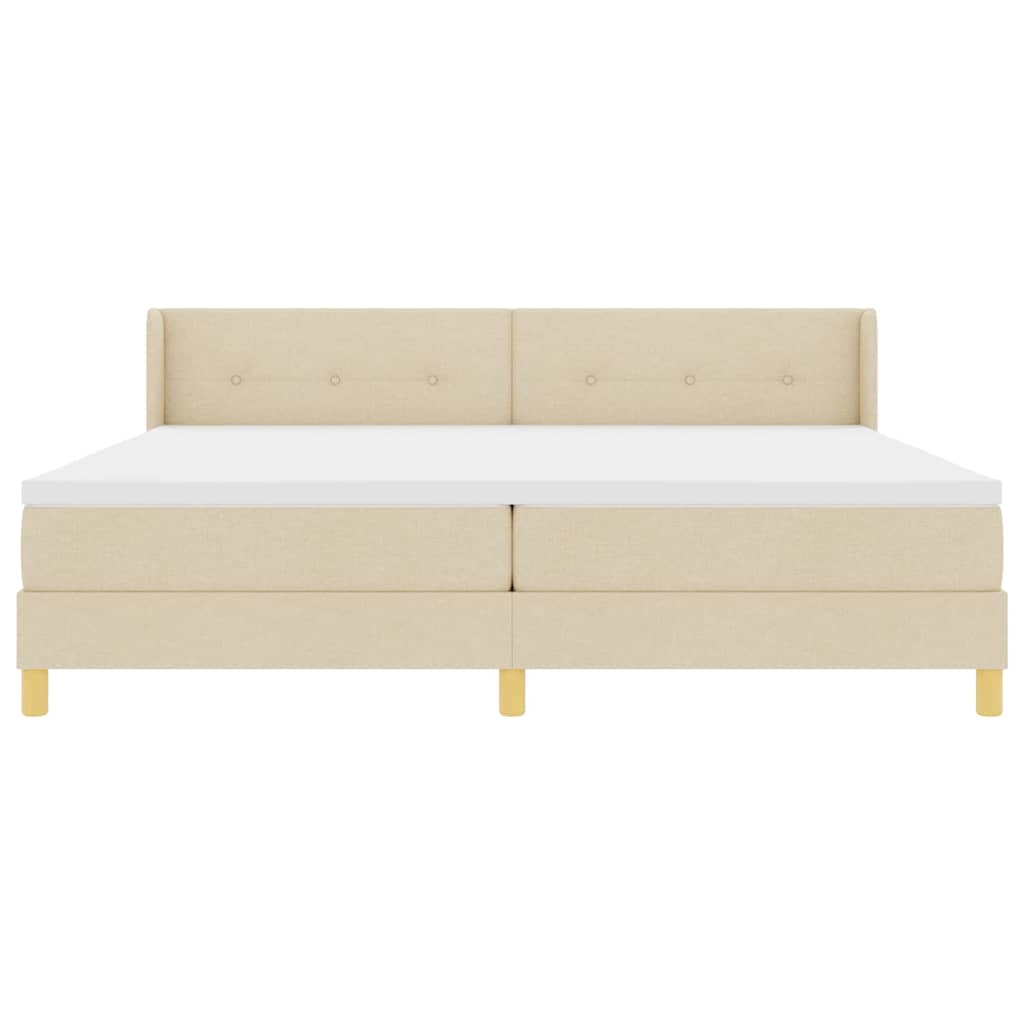 vidaXL Κρεβάτι με ελατήρια με κεφαλάρι Κρεμ 200 x 200 cm ύφασμα