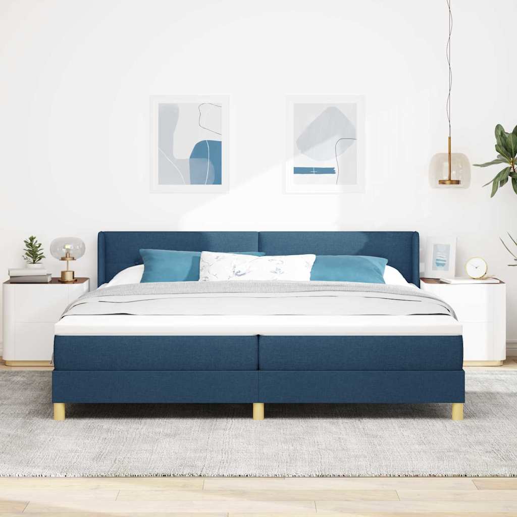 vidaXL Κρεβάτι με ελατήρια με κεφαλάρι Μπλε 200 x 200 cm ύφασμα