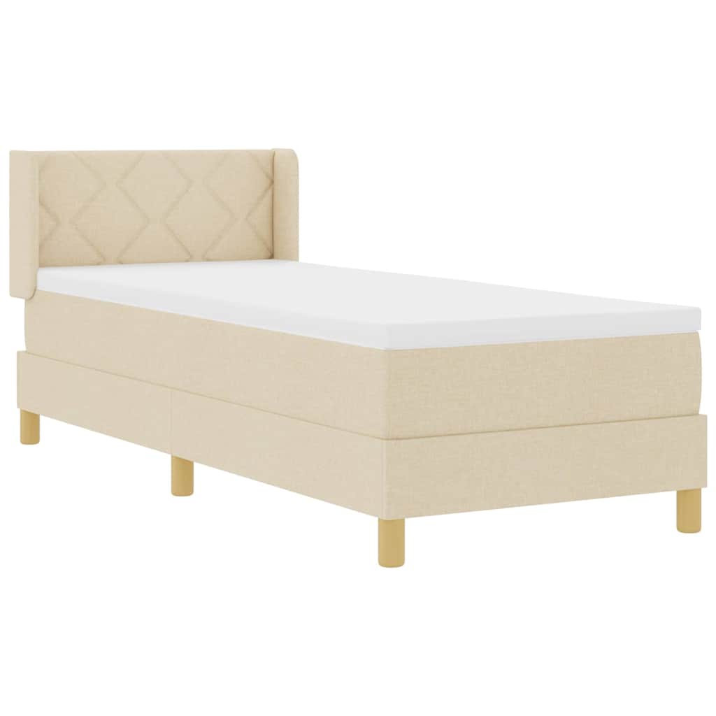 vidaXL Κρεβάτι με ελατήρια με κεφαλάρι Κρεμ 200 x 80 εκατοστά ύφασμα