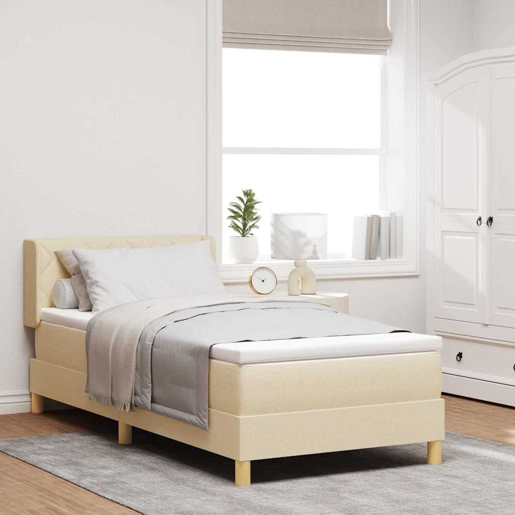 vidaXL Κρεβάτι με ελατήρια με κεφαλάρι Κρεμ 190 x 90 cm ύφασμα