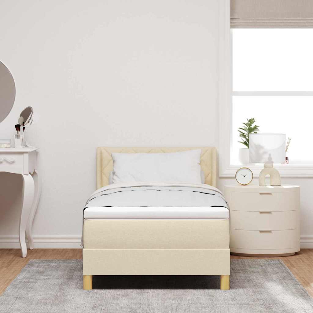 vidaXL Κρεβάτι με ελατήρια με κεφαλάρι Κρεμ 190 x 90 cm ύφασμα