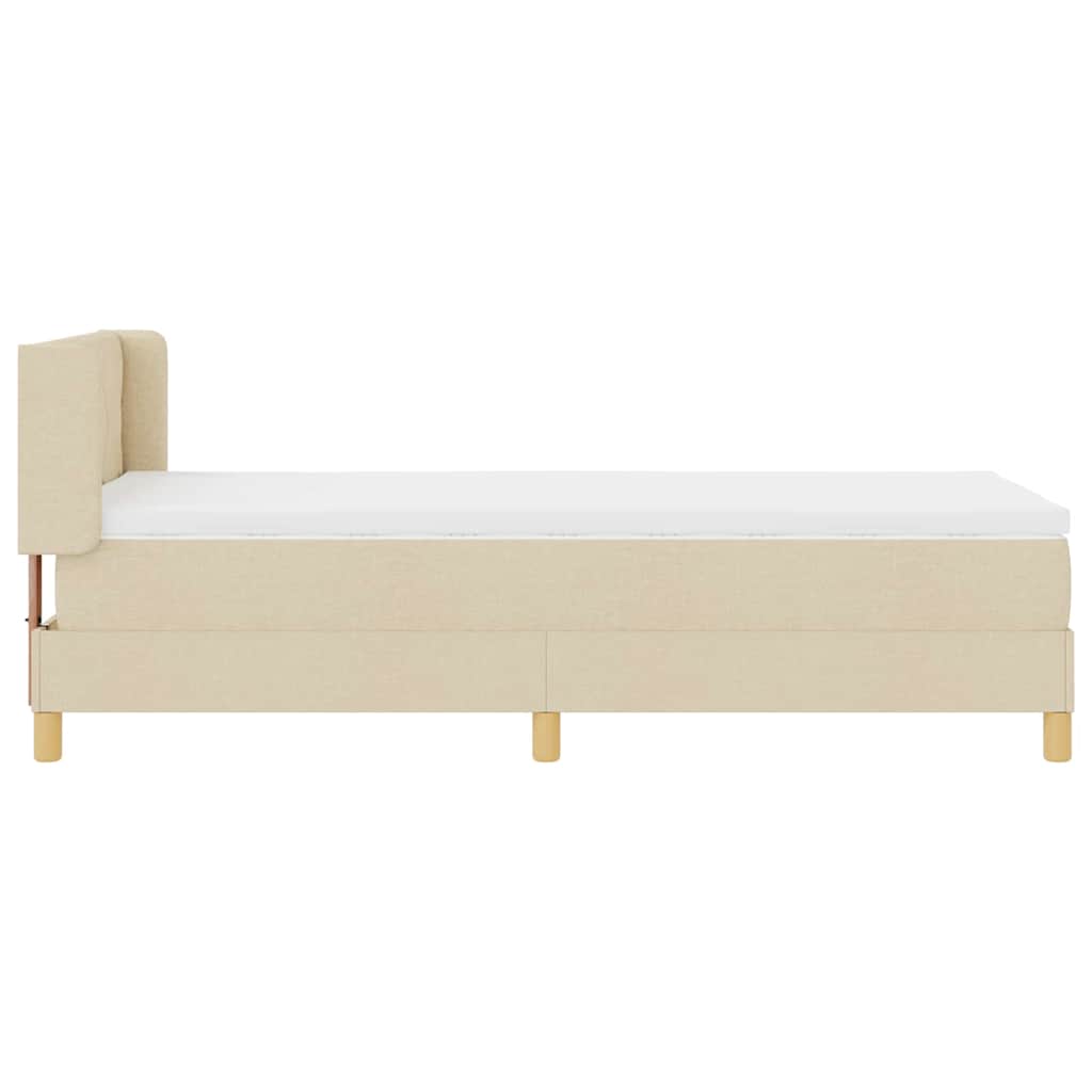 vidaXL Κρεβάτι με ελατήρια με κεφαλάρι Κρεμ 190 x 90 cm ύφασμα