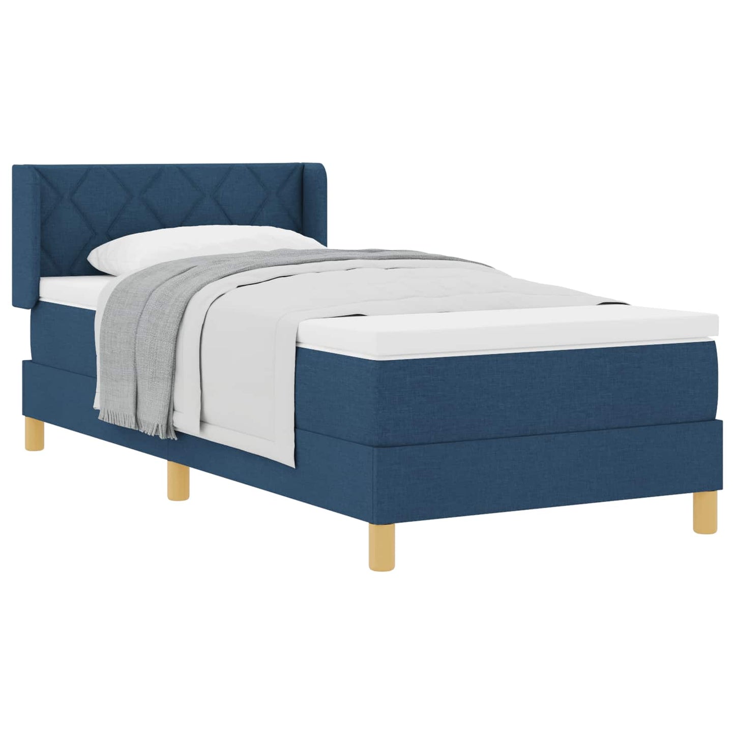 vidaXL Κρεβάτι με ελατήρια με κεφαλάρι Μπλε 190 x 90 cm ύφασμα