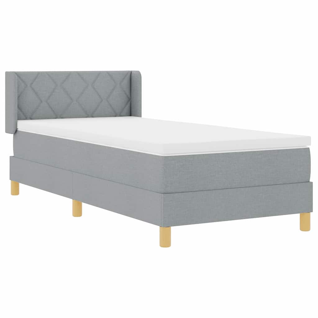 vidaXL Κρεβάτι Box Spring με στρώμα σε ανοιχτό γκρι, 90 x 200 cm, ύφασμα