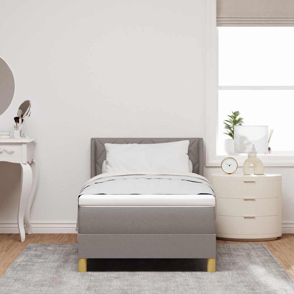 vidaXL Κρεβάτι με ελατήρια με κεφαλάρι Taupe 200 x 90 εκ. ύφασμα