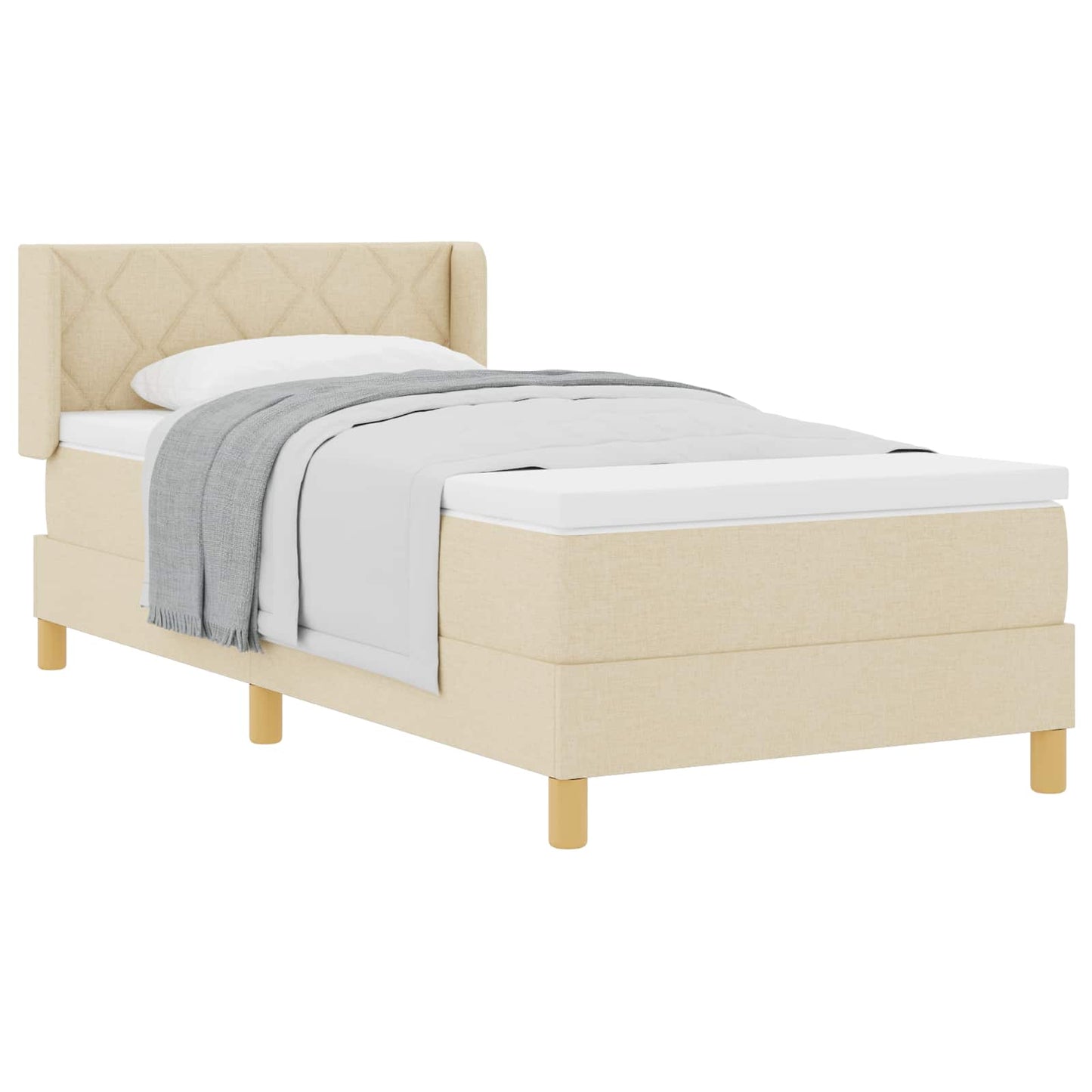 vidaXL Κρεβάτι με ελατήρια με κεφαλάρι Κρεμ 200 x 100 cm ύφασμα