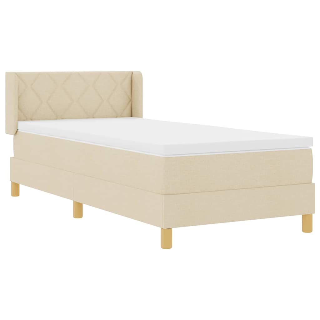vidaXL Κρεβάτι με ελατήρια με κεφαλάρι Κρεμ 200 x 100 cm ύφασμα