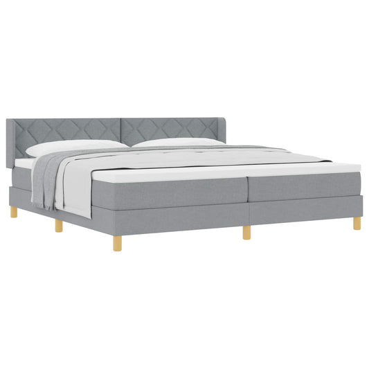 vidaXL Κρεβάτι με ελατήρια Ανοιχτό γκρι 200 x 200 cm ύφασμα