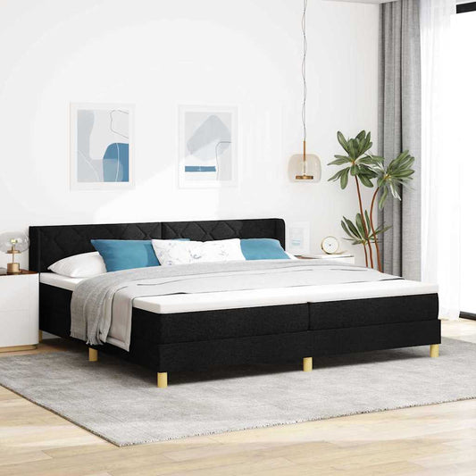 vidaXL Κρεβάτι με ελατήρια με κεφαλάρι Μαύρο 200 x 200 cm ύφασμα