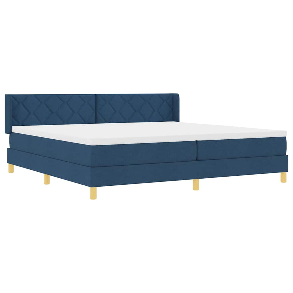 vidaXL Κρεβάτι με ελατήρια με κεφαλάρι Μπλε 200 x 200 cm ύφασμα