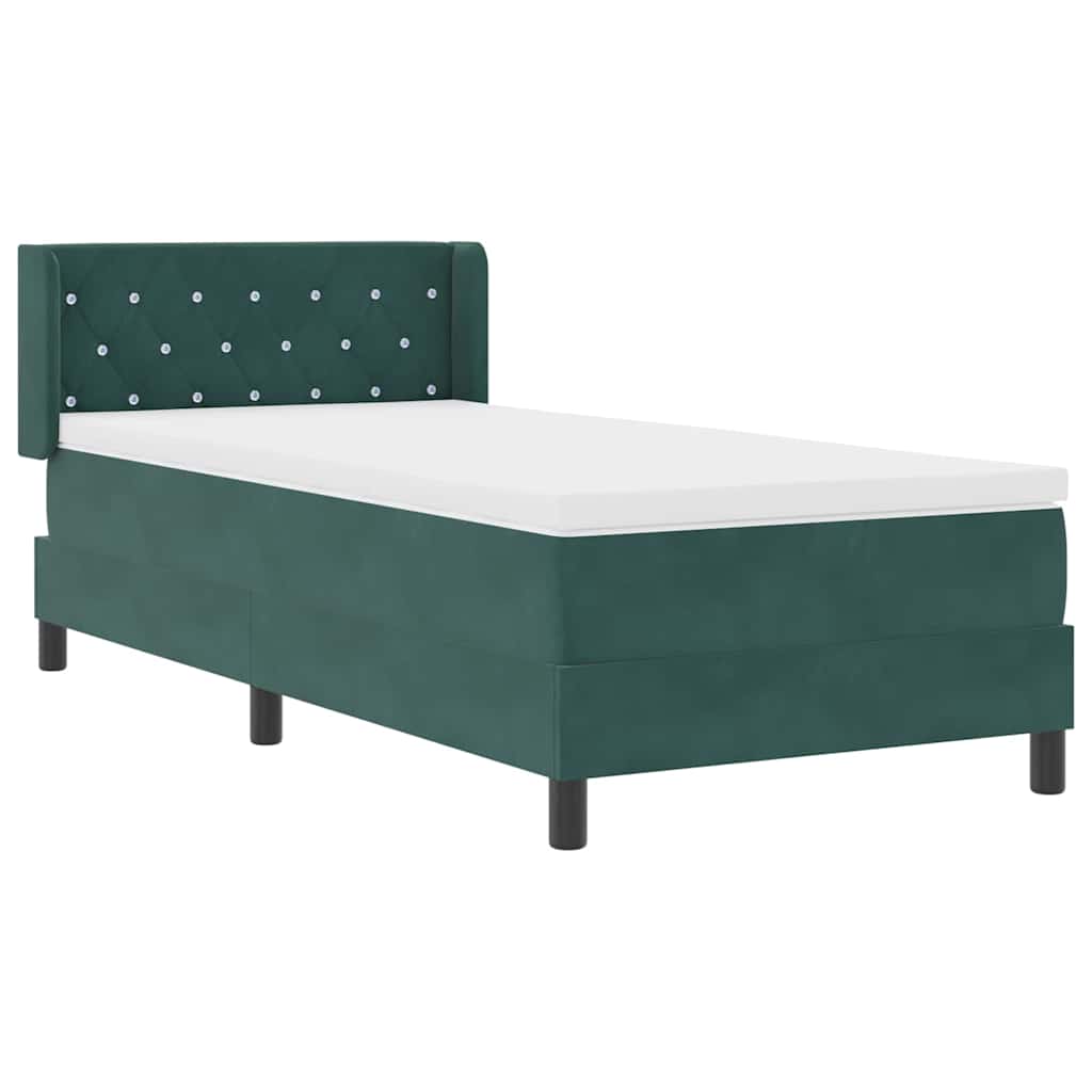 vidaXL Κρεβάτι με ελατήρια Σκούρο Πράσινο 190 x 90 cm Βελούδο