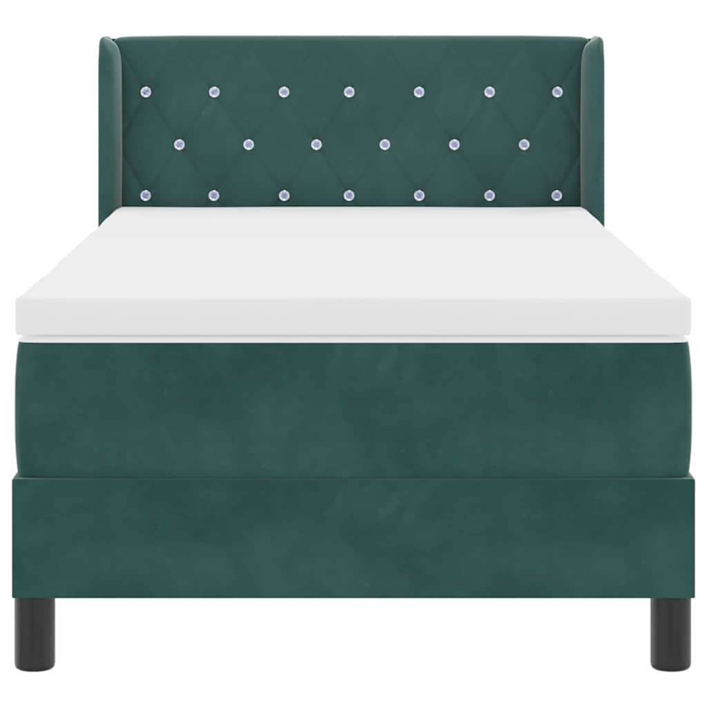 vidaXL Κρεβάτι με ελατήρια Σκούρο Πράσινο 190 x 90 cm Βελούδο