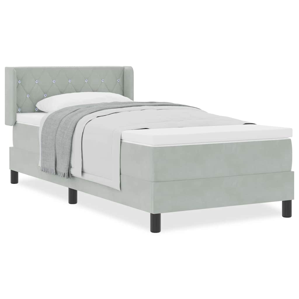 κρεβάτι Box Spring με στρώμα light grey 90x200 cm Βελούδο