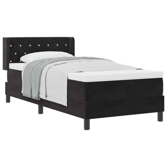 vidaXL Κρεβάτι με ελατήρια με κεφαλάρι Μαύρο 200 x 100 cm Βελούδο