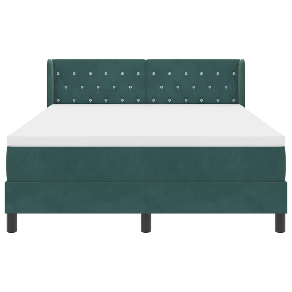 vidaXL Κρεβάτι με ελατήρια Σκούρο Πράσινο 200 x 140 cm Βελούδο