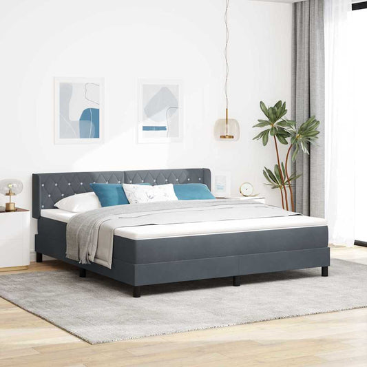 vidaXL Κρεβάτι με ελατήρια Σκούρο Γκρι 200 x 180 cm Βελούδο