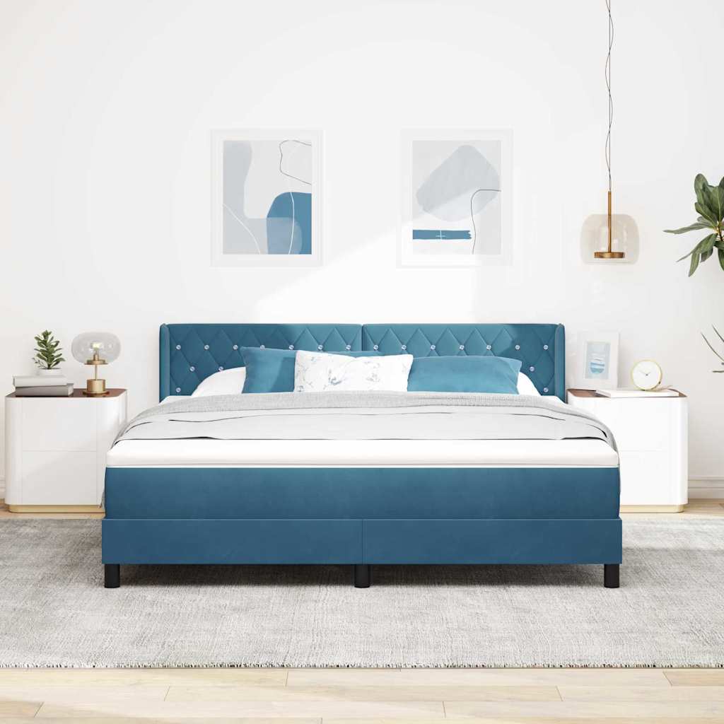vidaXL Κρεβάτι με ελατήρια Σκούρο Μπλε 200 x 180 cm Βελούδο