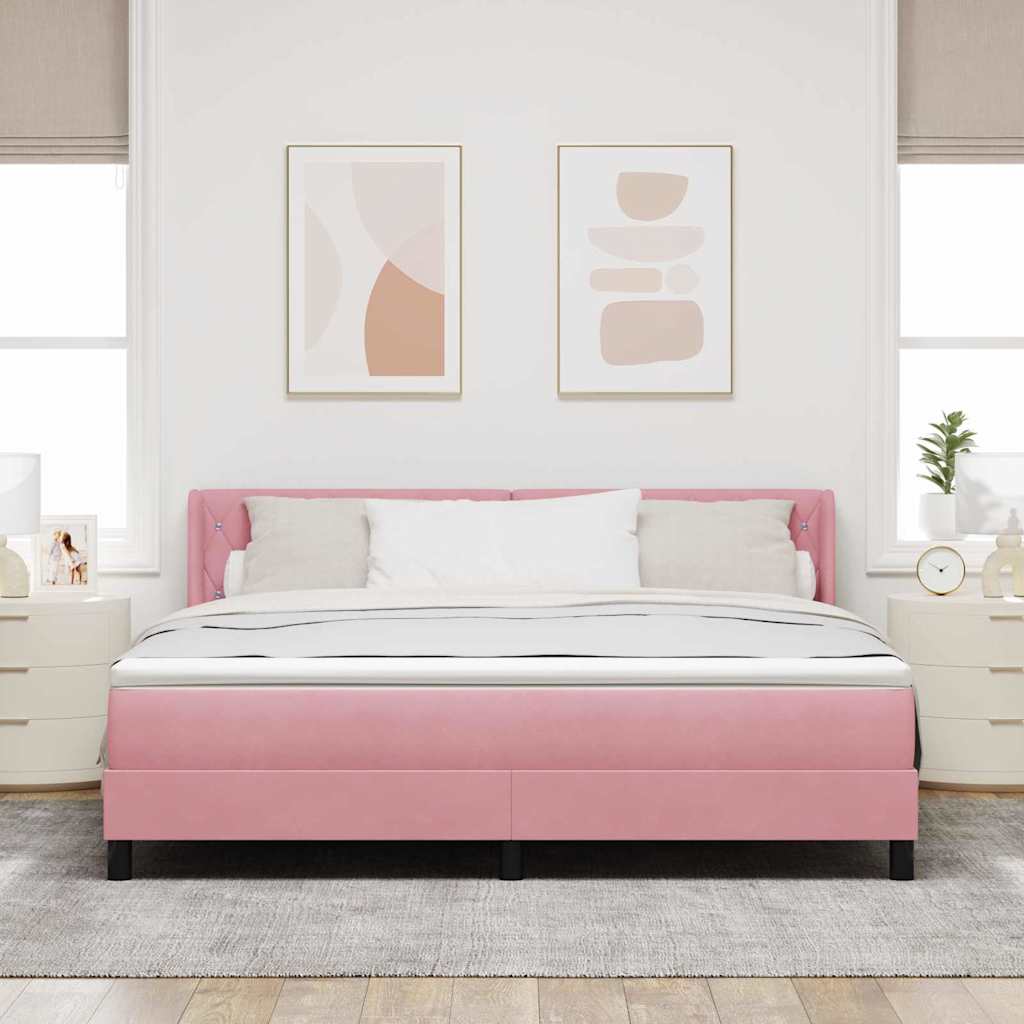 vidaXL Κρεβάτι με ελατήρια με κεφαλάρι Ροζ 200 x 180 cm Βελούδο