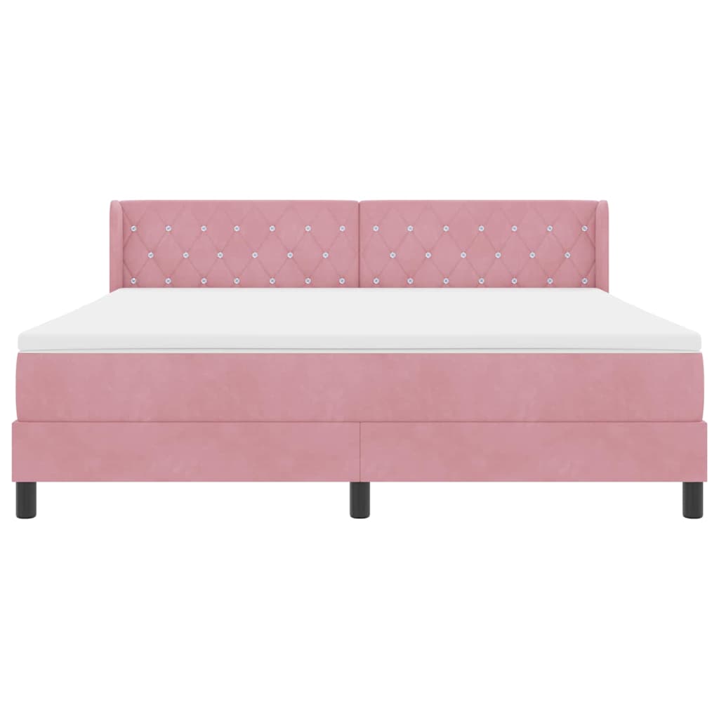 vidaXL Κρεβάτι με ελατήρια με κεφαλάρι Ροζ 200 x 180 cm Βελούδο