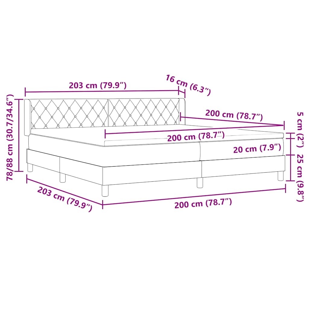 vidaXL Κρεβάτι με ελατήρια Ανοιχτό γκρι 200 x 200 cm Βελούδο