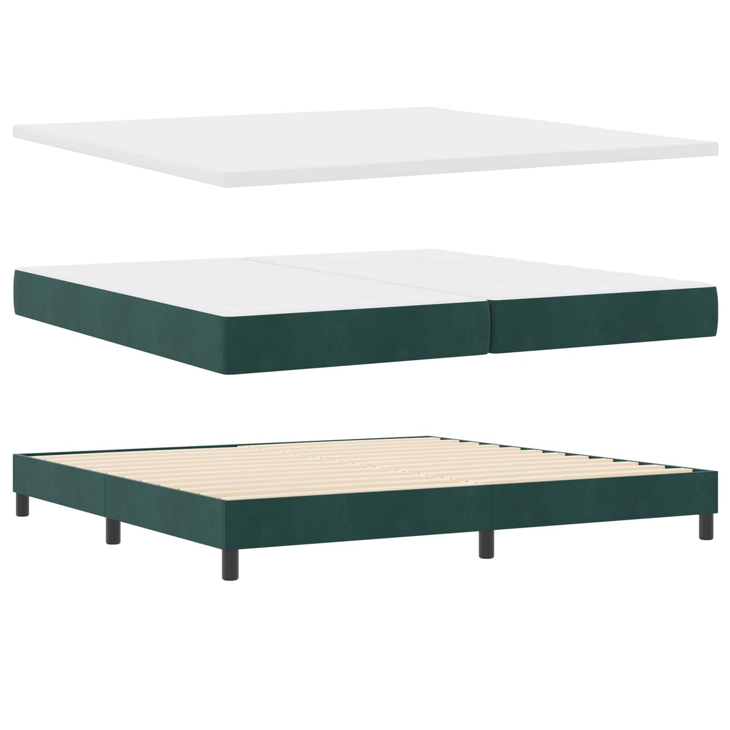 vidaXL Κρεβάτι με ελατήρια Σκούρο Πράσινο 200 x 200 cm Βελούδο