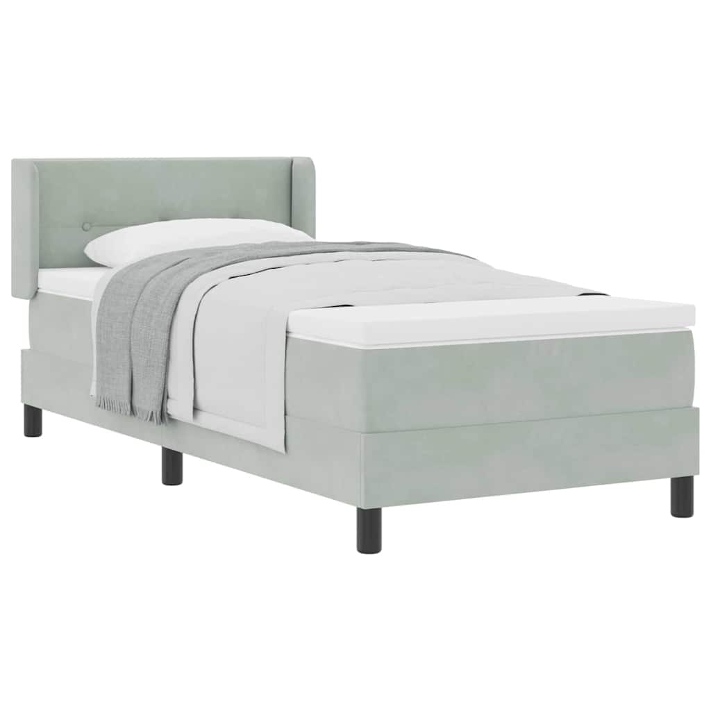 Κρεβάτι με Στρώμα Box Spring vidaXL Ανοιχτό Γκρι 90x190 εκ. Βελούδο