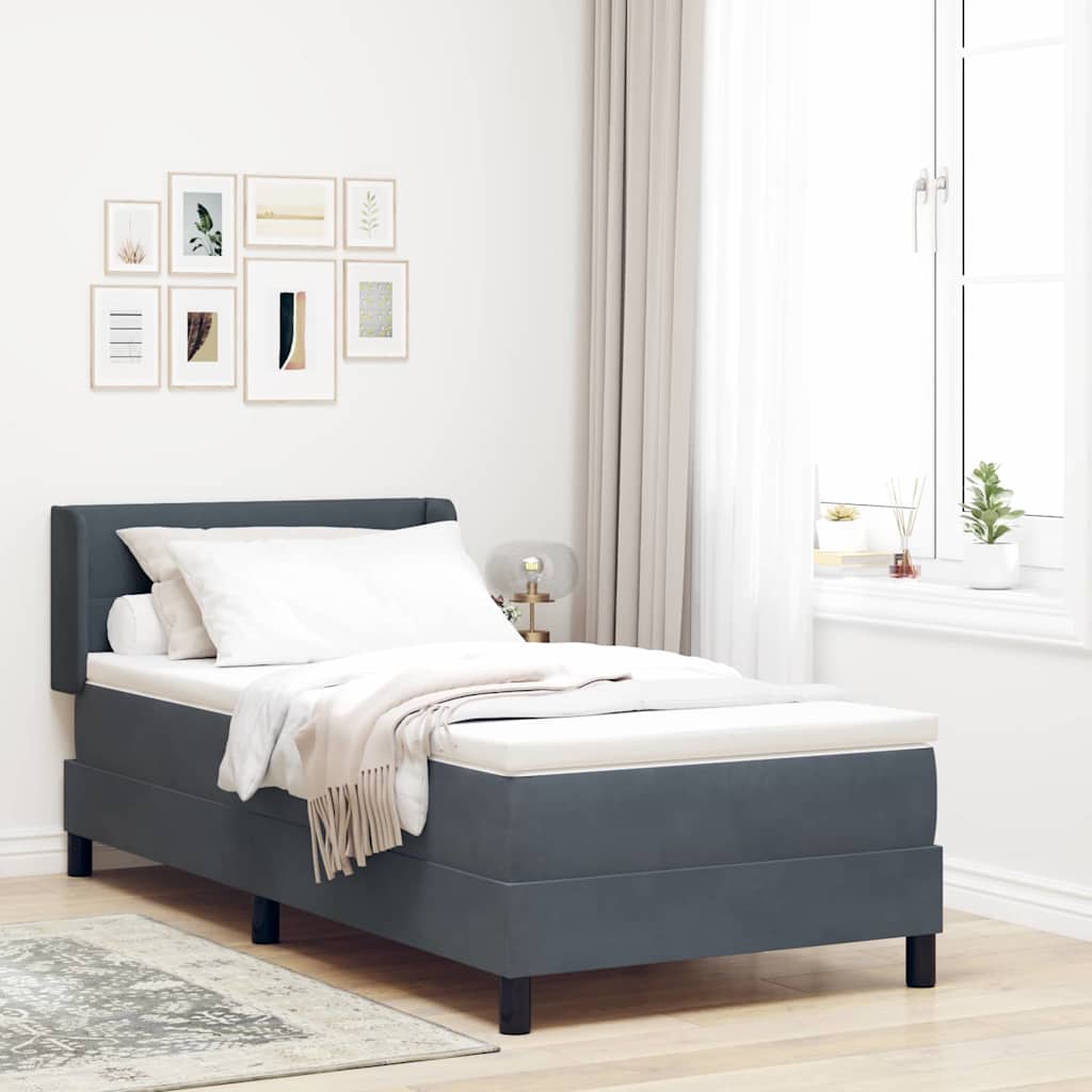 vidaXL Κρεβάτι με Στρώμα Σπαστό Σκούρο Γκρι 90x190 εκ. Βελούδο