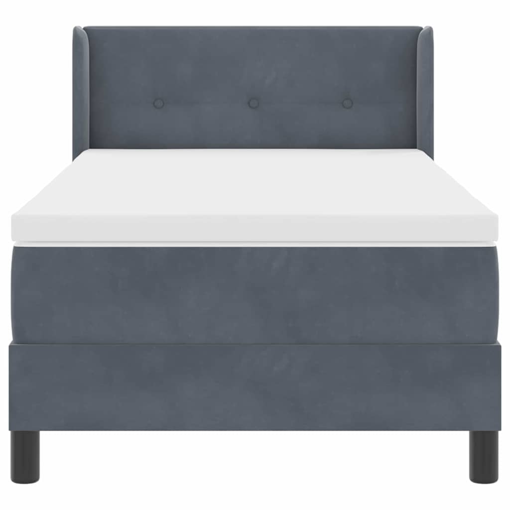 vidaXL Κρεβάτι με Στρώμα Σπαστό Σκούρο Γκρι 90x190 εκ. Βελούδο