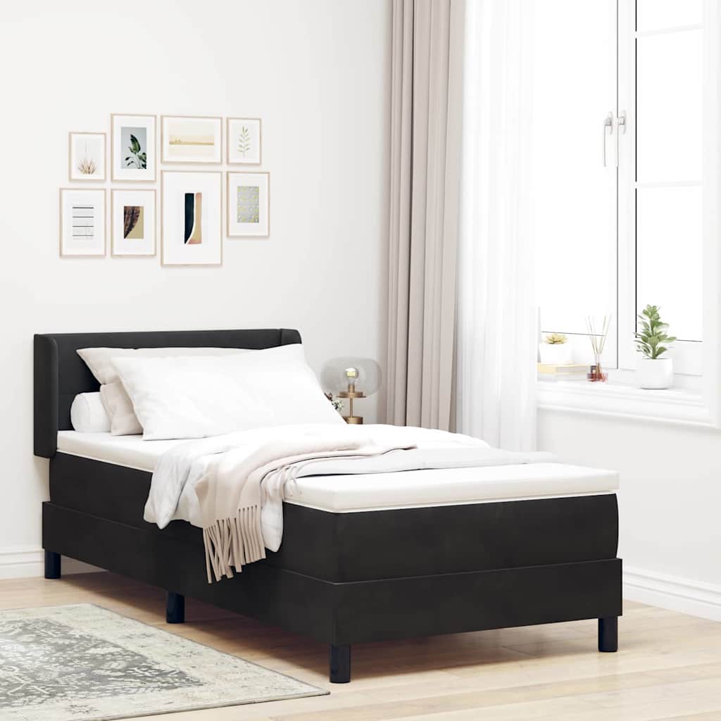 vidaXL Κρεβάτι με Στρώμα Μαύρο 90x190 cm Βελούδινο