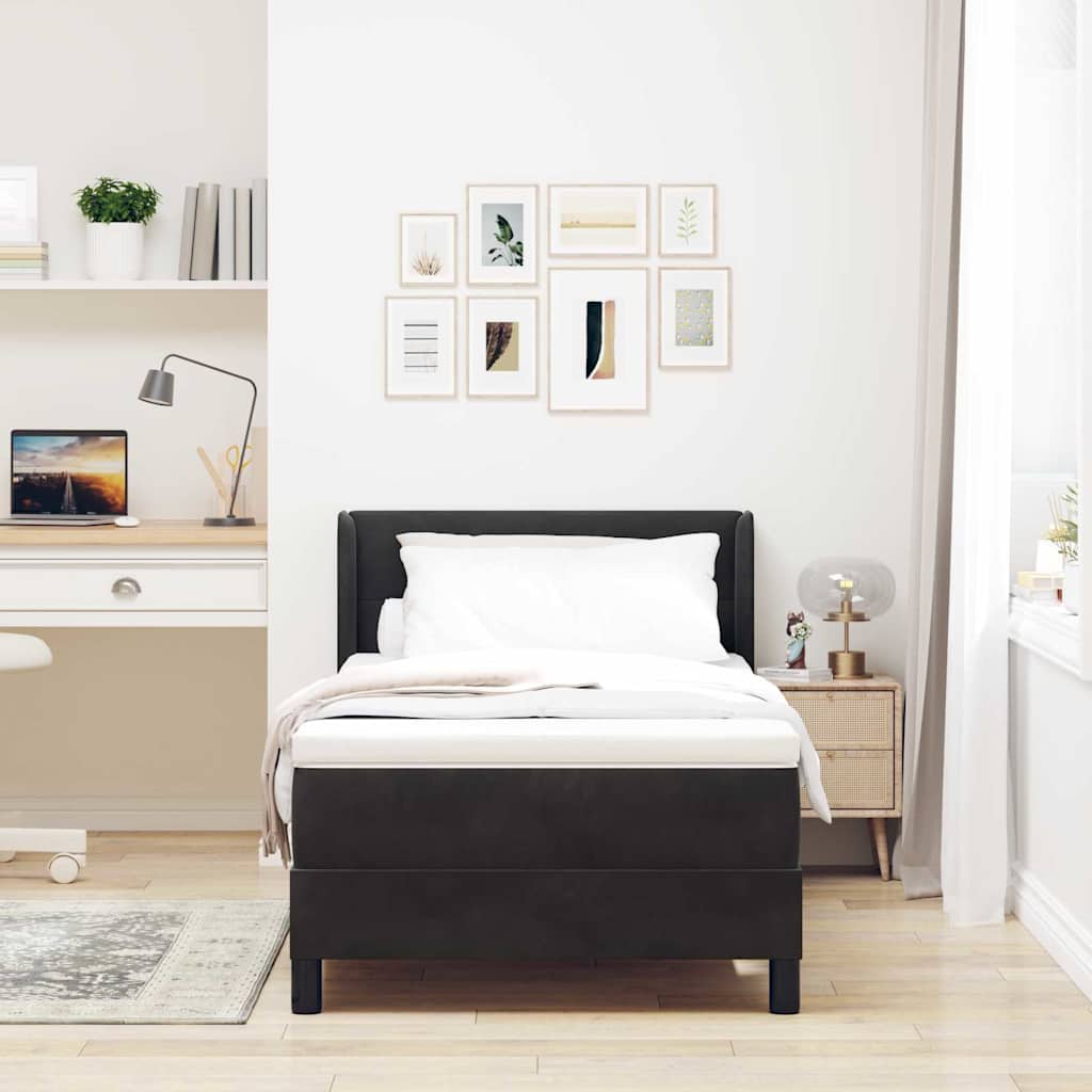 vidaXL Κρεβάτι με Στρώμα Μαύρο 90x190 cm Βελούδινο
