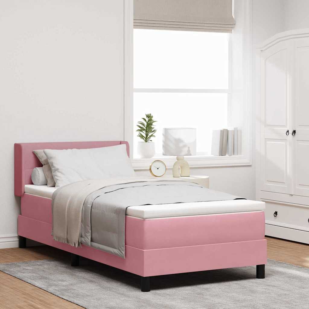 vidaXL Κρεβάτι με ελατήρια με κεφαλάρι Ροζ 190 x 90 cm Βελούδο