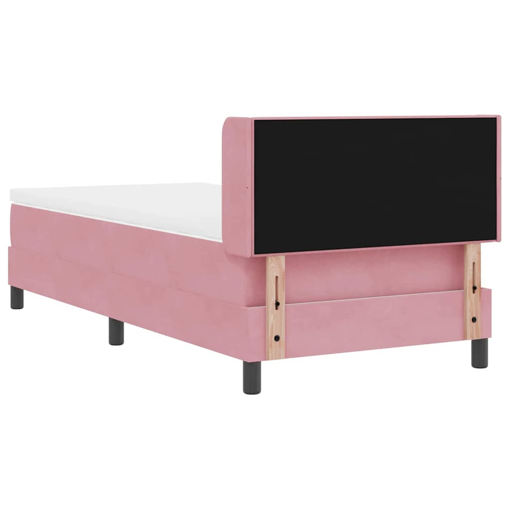 vidaXL Κρεβάτι με ελατήρια με κεφαλάρι Ροζ 190 x 90 cm Βελούδο