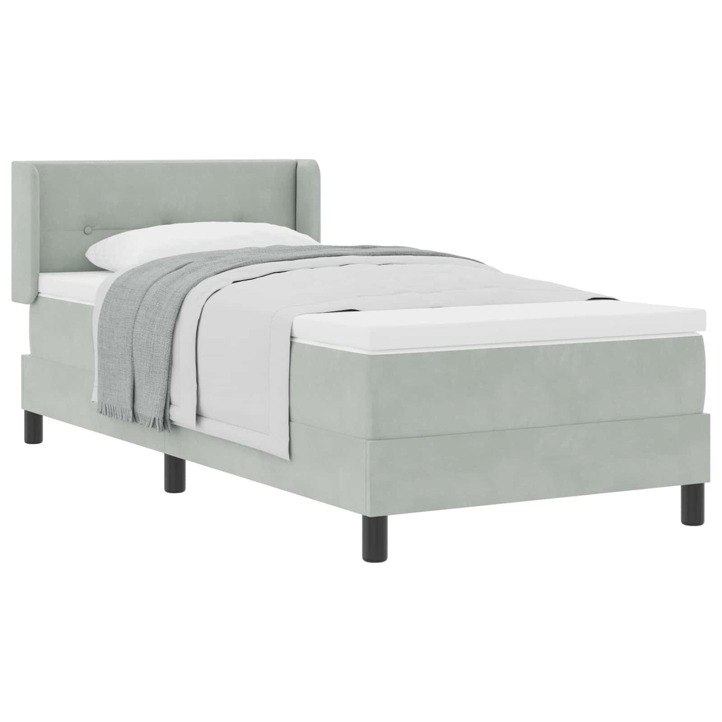 VidaXL Κρεβάτι με Στρώμα Light Grey 90x200 εκ. Βελούδο
