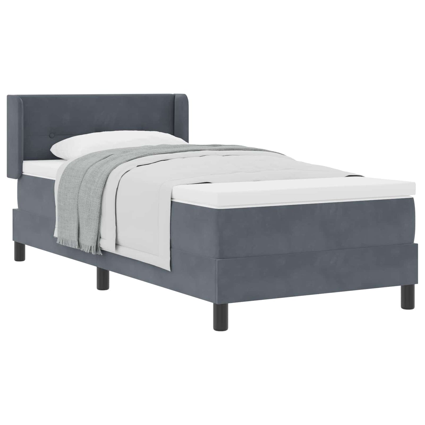 Κρεβάτι Box Spring με στρώμα vidaXL Γκρι 90x200 εκ Βελούδο